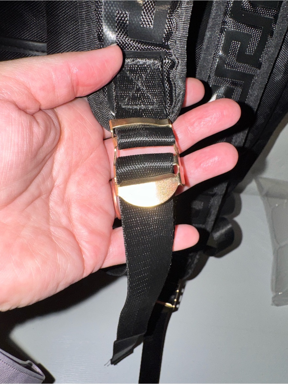 Versace Perfums black nylon backpack bag w gold hardware like new - Picture 11 of 15